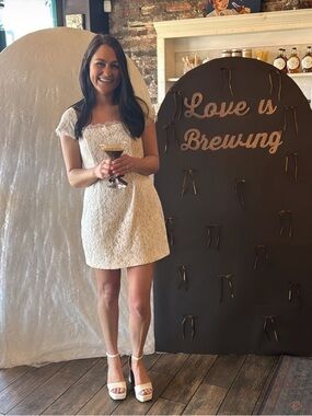 Anthropologie White Lace Strapless Wedding Dress